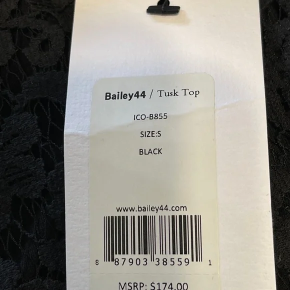 Bailey 44 Top Off Shoulder Black Lace Bell Sleeve Blouse Size Small - Picture 8 of 9